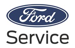 Logo vom Ford Service mit schwarzer Schrift